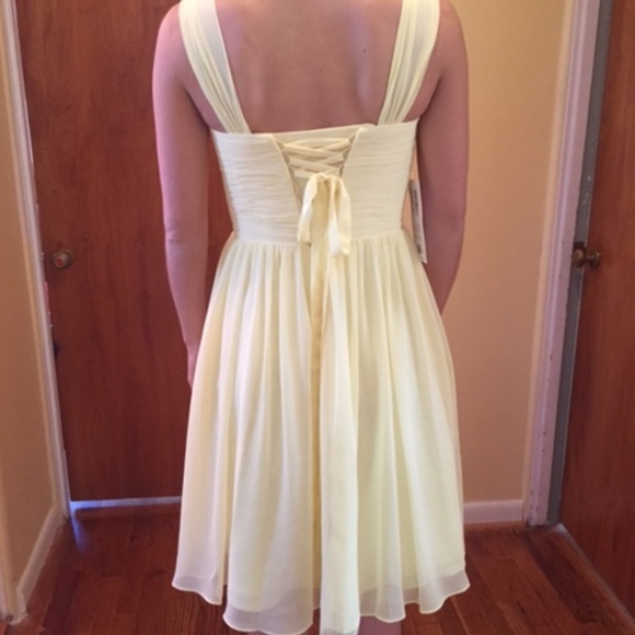 Yellow (Daffodil) Azazie Knee-Length Dress - Picture 3 of 6